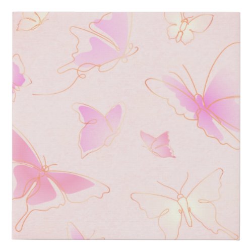 Cute Pink Butterfly Wrapped Canvas Print