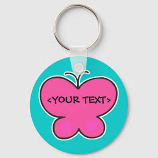 cute pink butterfly, <YOUR TEXT> Keychain