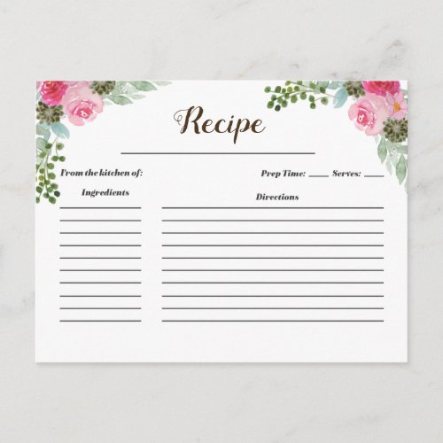 Cute Pink Cactus Recipe card