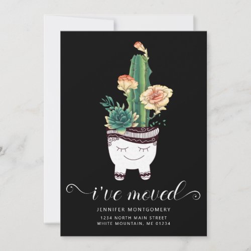 Cute Pink Cactus Succulents in Funny Pot Moving Announcement