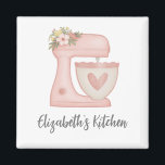Cute Pink Cake Mixer Kitchen Magnet<br><div class="desc">A cute pink mixer decorates this kitchen refrigerator magnet. Personalize it with your name. Makes a cute gift for a friend. Designed for you by Blackberry Boulevard.</div>