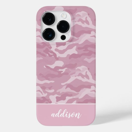 Cute Pink Camo Personalized Case_Mate iPhone 14 Pro Case