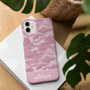 Cute Pink Camo Personalized iPhone 16 Case