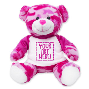 Cute Pink Camouflage 9" Stuffed Teddy Bear