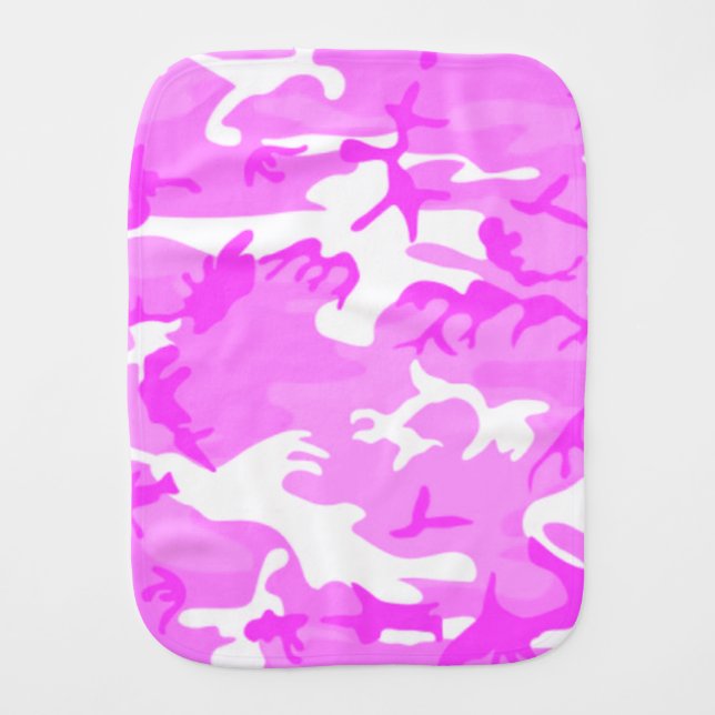 Cute Pink Camouflage Pattern Baby Burp Cloth (Front)