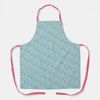 Cute Pink Candy Cane Pattern - Aqua Blue Christmas