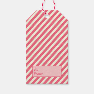 Cute Pink Candy Cane Stripes Pattern - Christmas Gift Tags