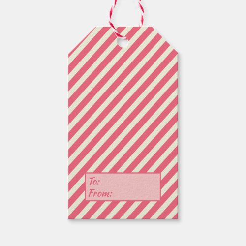 Cute Pink Candy Cane Stripes Pattern _ Christmas Gift Tags