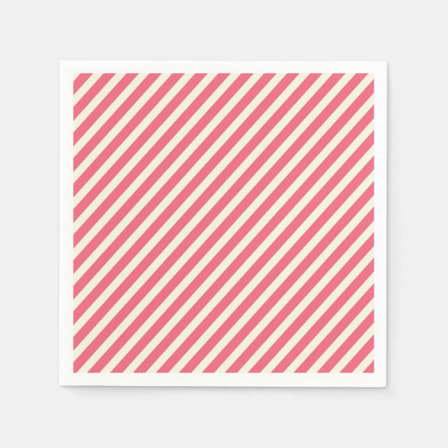 Cute Pink Candy Cane Stripes Pattern - Christmas Napkins (Front)