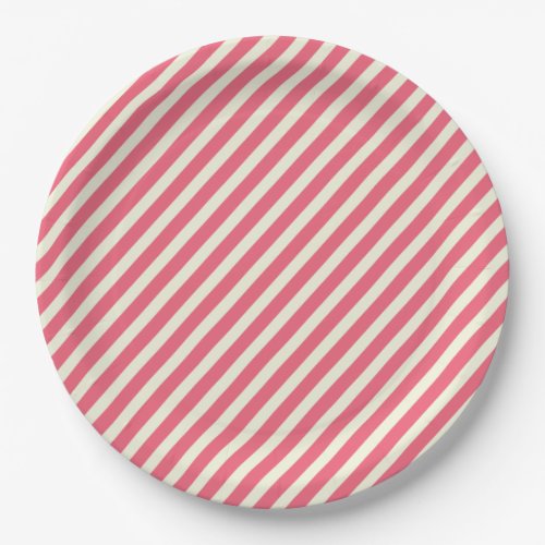 Cute Pink Candy Cane Stripes Pattern _ Christmas Paper Plates