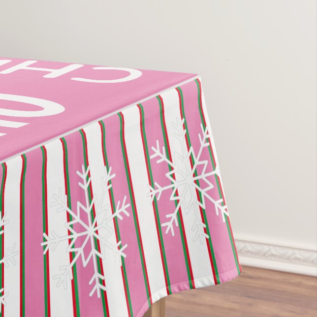 Cute Pink Candy Pattern Quotes Christmas Decor Tablecloth (In Situ)