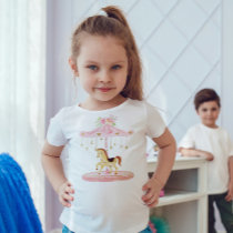 Cute pink carousel with a pony illustration toddler t-shirt