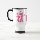 Cute Pink Cartoon Cat and Butterflies Commuter Mug (Left)
