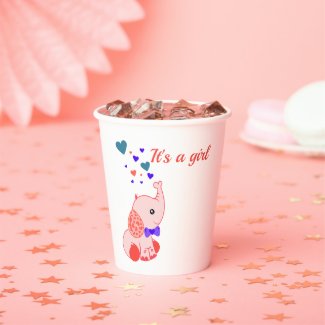 Cute Pink Cartoon Elephant, 