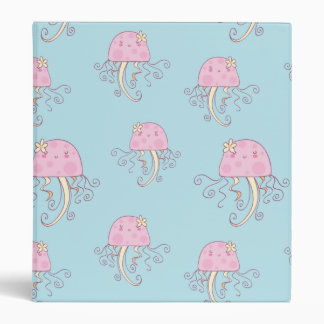 Cute Pink Cartoon Jellyfish Pattern Binder