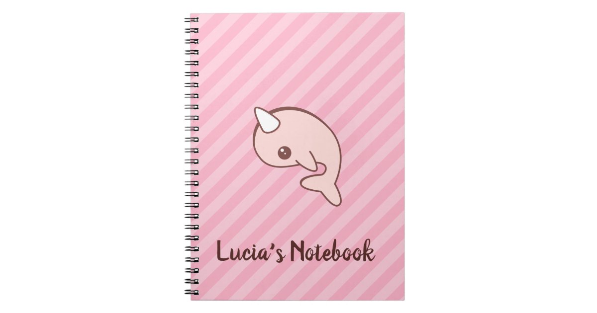 Cute Pink Cartoon Narwhal With Stripes Notebook Zazzle Com With audio recording simply color: cute pink cartoon narwhal with stripes notebook zazzle com
