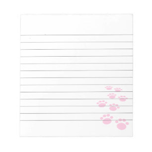 Cute Pink Cartoon Pet Paw Trail Lined Notepad