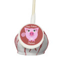 Cute Pink Cartoon Pig Happy Birthday Custom Name Cake Pops
