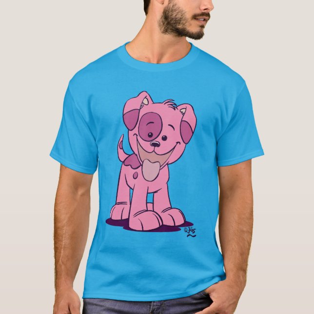 Cute Pink Cartoon Puppy T-shirt (Front)
