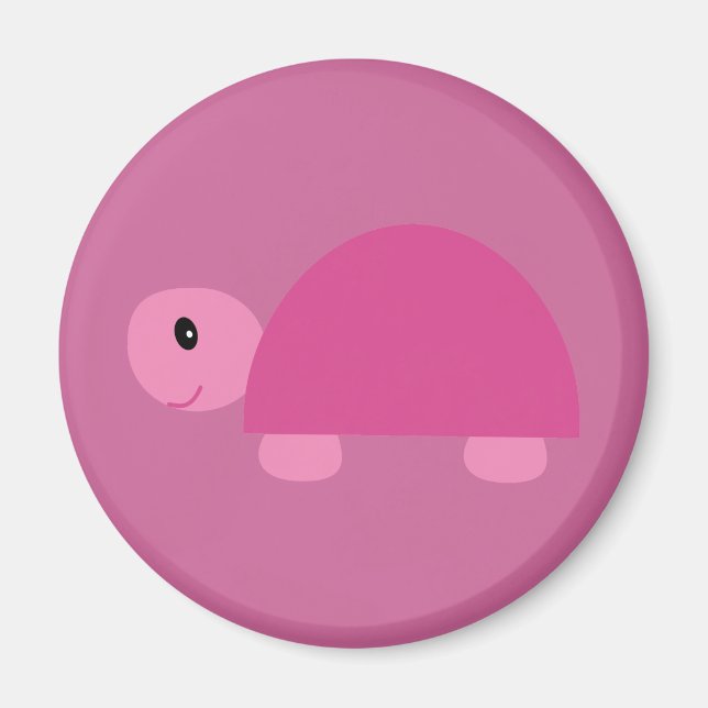 Cute pink cartoon tortoise magnet (Front)