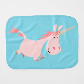 Cute Pink Cartoon Unicorn Burp Cloth