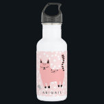 Cute Pink Cat and Polkadots - Personalized Girls Stainless Steel Water Bottle<br><div class="desc">NewParkLane - Cute Personalized Kids' Water Bottle, featuring a sweet pink cat cartoon, against a pink background with white polkadots. Easy to customize in Zazzle with your own text for a personalized design. All text styles, colors, sizes can be modified to fit your needs. Check out this collection for matching...</div>