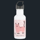 Cute Pink Cat and Polkadots - Personalized Girls Stainless Steel Water Bottle<br><div class="desc">NewParkLane - Cute Personalized Kids' Water Bottle, featuring a sweet pink cat cartoon, against a pink background with white polkadots. Easy to customize in Zazzle with your own text for a personalized design. All text styles, colors, sizes can be modified to fit your needs. Check out this collection for matching...</div>