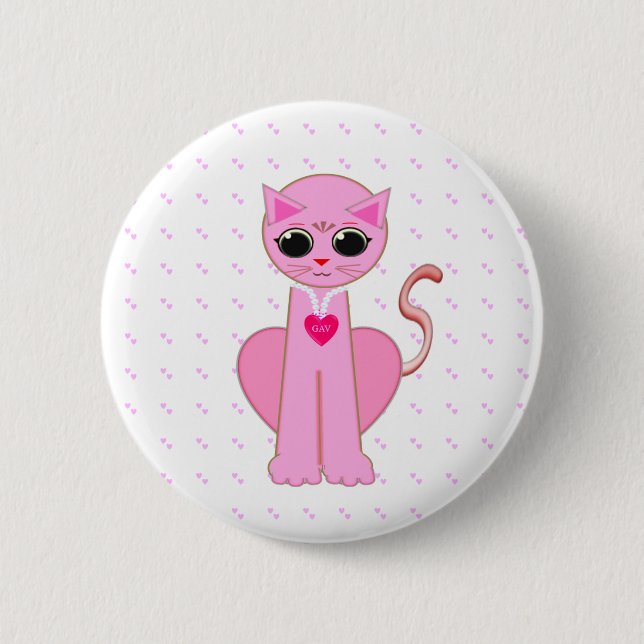 CUTE PINK CAT BUTTON (Front)