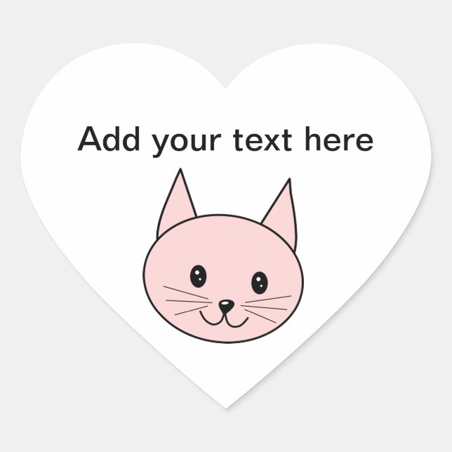 Cute Pink Cat Heart Sticker (Front)