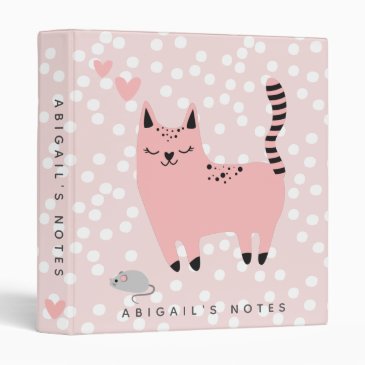 Cute Pink Cat Kids and Polkadots