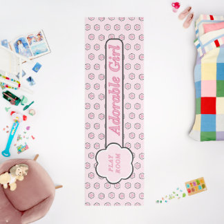 Cute Pink Cat Paw Adorable Girl Play Room Runner