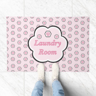 Cute Pink Cat Paw Laundry Room Floor Mat