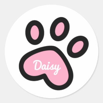 Cute Pink Cat Paw Print - Personalized Stickers