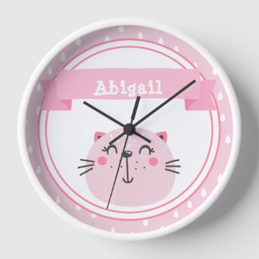 Cute Pink Cat  - Personalized Kids or Nursery