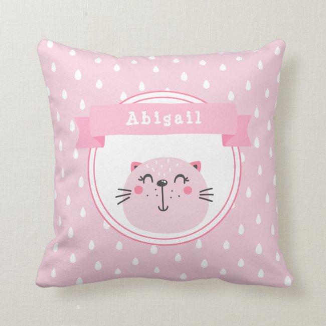 Cute Pink Cat - Personalized Kids or Nursery