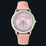 Cute Pink Cat  - Personalized Kids Watch<br><div class="desc">NewParkLane - Personalized Girls watch, with a cute pink cat, with a text template for your name or other message in a pink banner in fun, script typography. A great gift for any little girl! Easy to customize in Zazzle with your own text for a personalized design. All text styles,...</div>