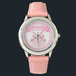 Cute Pink Cat  - Personalized Kids Watch<br><div class="desc">NewParkLane - Personalized Girls watch, with a cute pink cat, with a text template for your name or other message in a pink banner in fun, script typography. A great gift for any little girl! Easy to customize in Zazzle with your own text for a personalized design. All text styles,...</div>