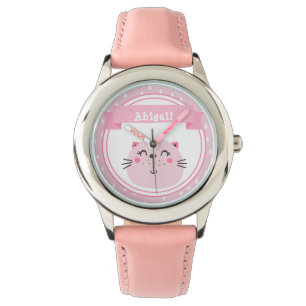 Cute Pink Cat  - Personalized Kids Watch