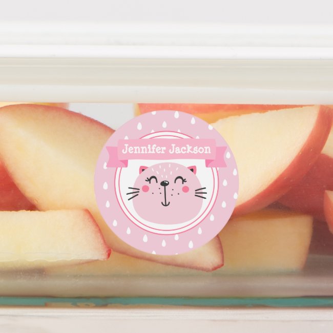 Cute Pink Cat - Pink Personalized
