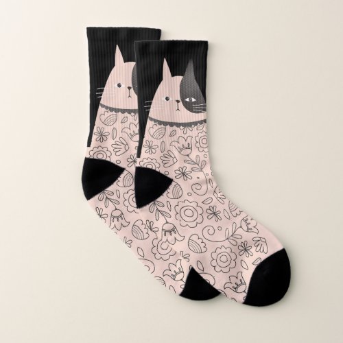 Cute Pink Cat Socks