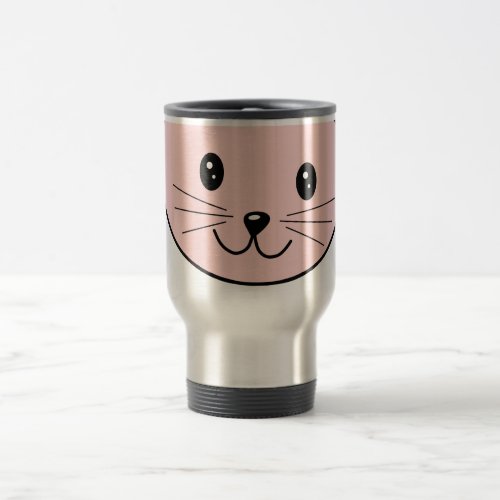 Cute Pink Cat Travel Mug