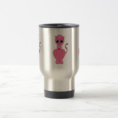 Cute pink cat travel mug