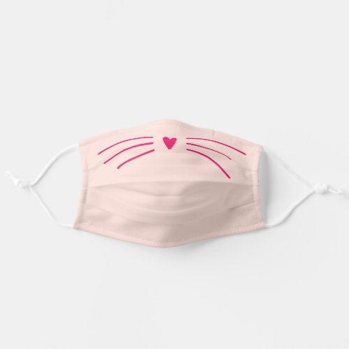Cute Pink Cat Whiskers Kitty Nose Personalized Adult Cloth Face Mask
