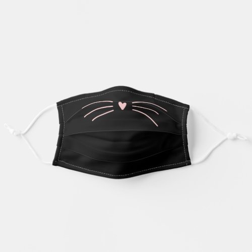 Cute Pink Cat Whiskers Kitty Nose Personalized Adult Cloth Face Mask