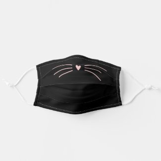 Cute Pink Cat Whiskers Kitty Nose Personalized Cloth Face Mask