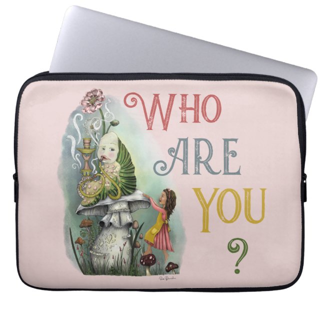 Cute Pink Caterpillar in Alice in Wonderland Art Laptop Sleeve (Front)