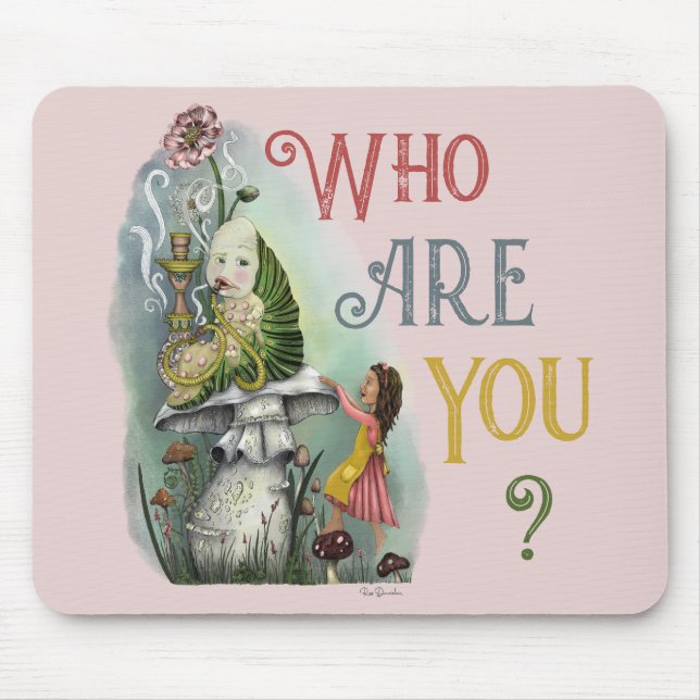 Cute Pink Caterpillar in Alice in Wonderland Art Mouse Pad (Front)