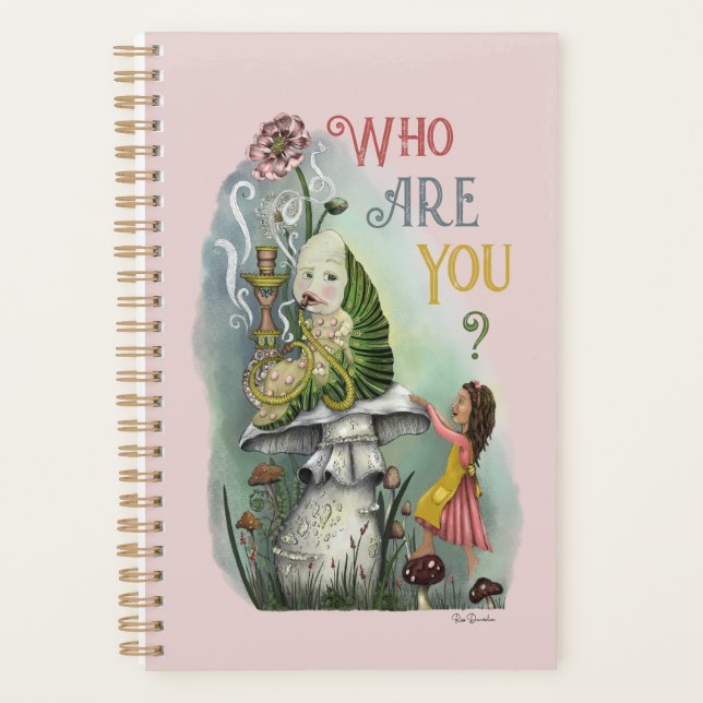Cute Pink Caterpillar in Alice in Wonderland Art Planner (Front)