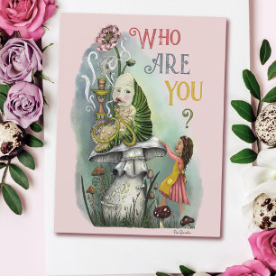 Cute Pink Caterpillar in Alice in Wonderland Art Postcard