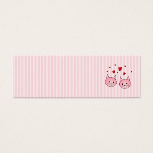 Cute Pink Cats, with Red Love Hearts. Business Card
